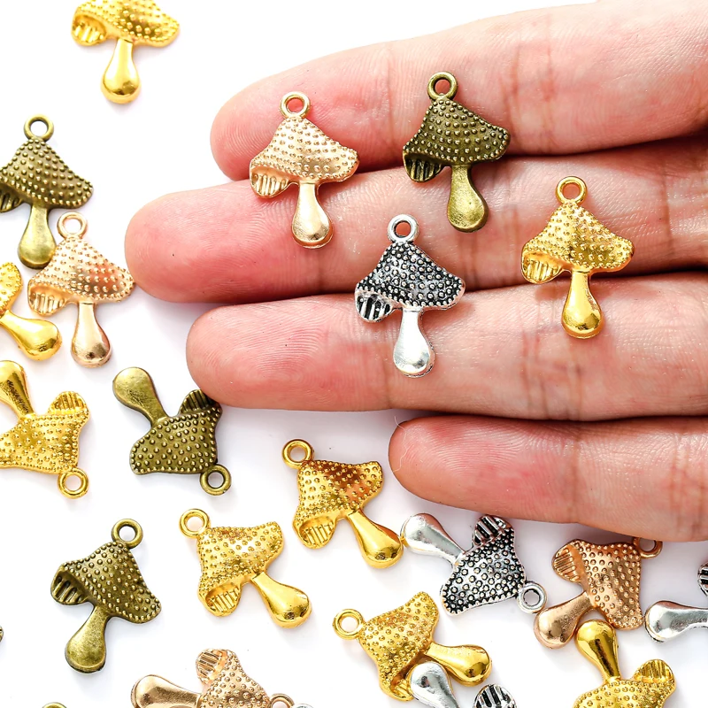 15pcs 4 Color  Alloy mushrooms CharmsFor Earring necklace Pendants DIY Handmade Jewelry Accessories Making 20*14mm K38