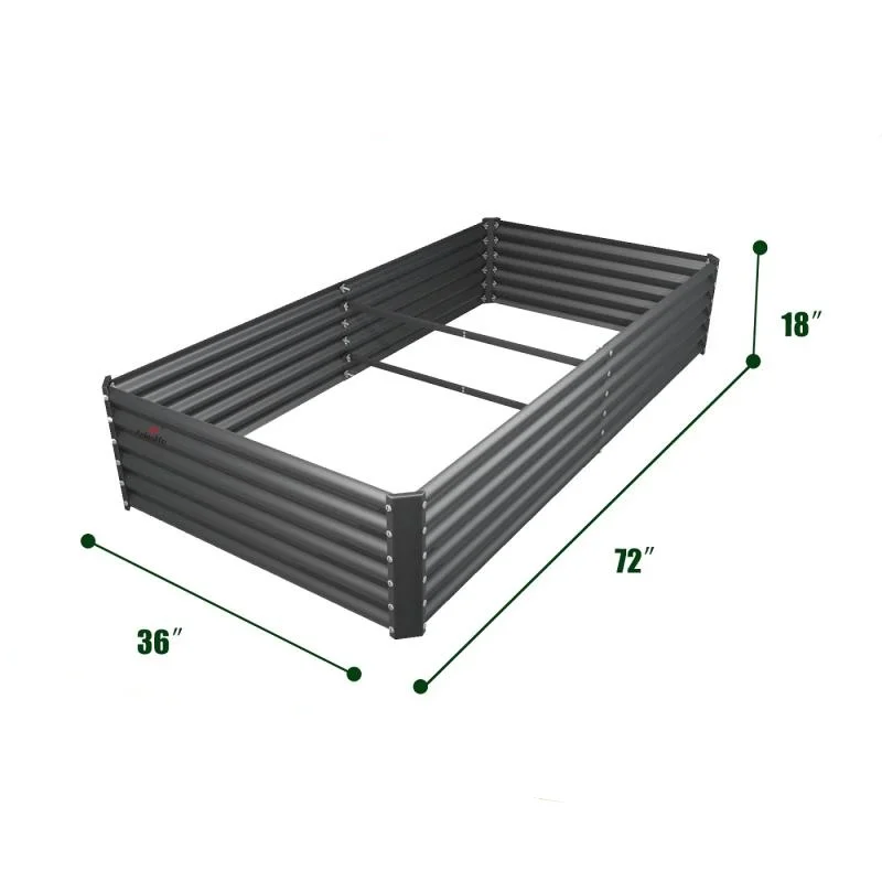 Conjunto de canteiros de flores elevados modulares retangulares de 3: 6x3x1,5 pés, blocos de plantio cinza duráveis, convenientes para jardinagem ao ar livre