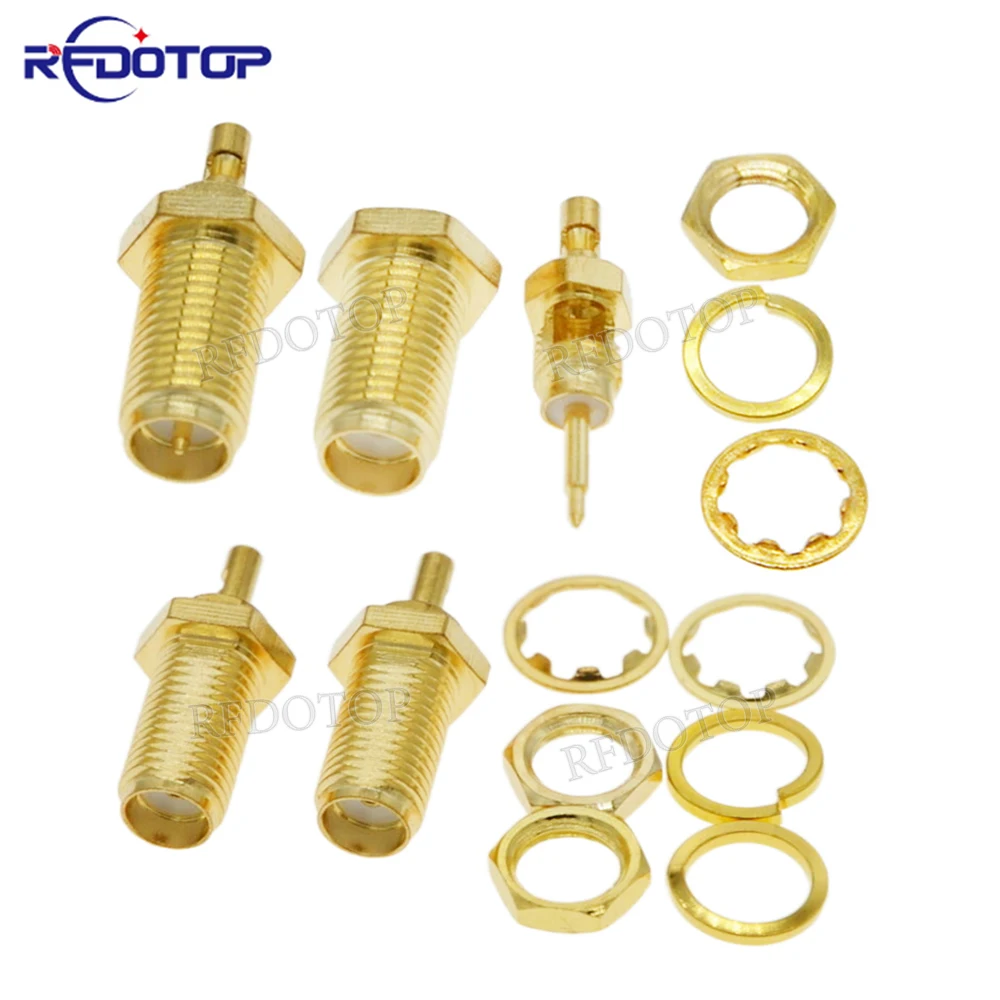 

10Pcs/Lot Split SMA Female Jack Bulkhead Solder for RF0.81/RF1.13 Cable Straight RF Connector Gold Plated 50 Ohm