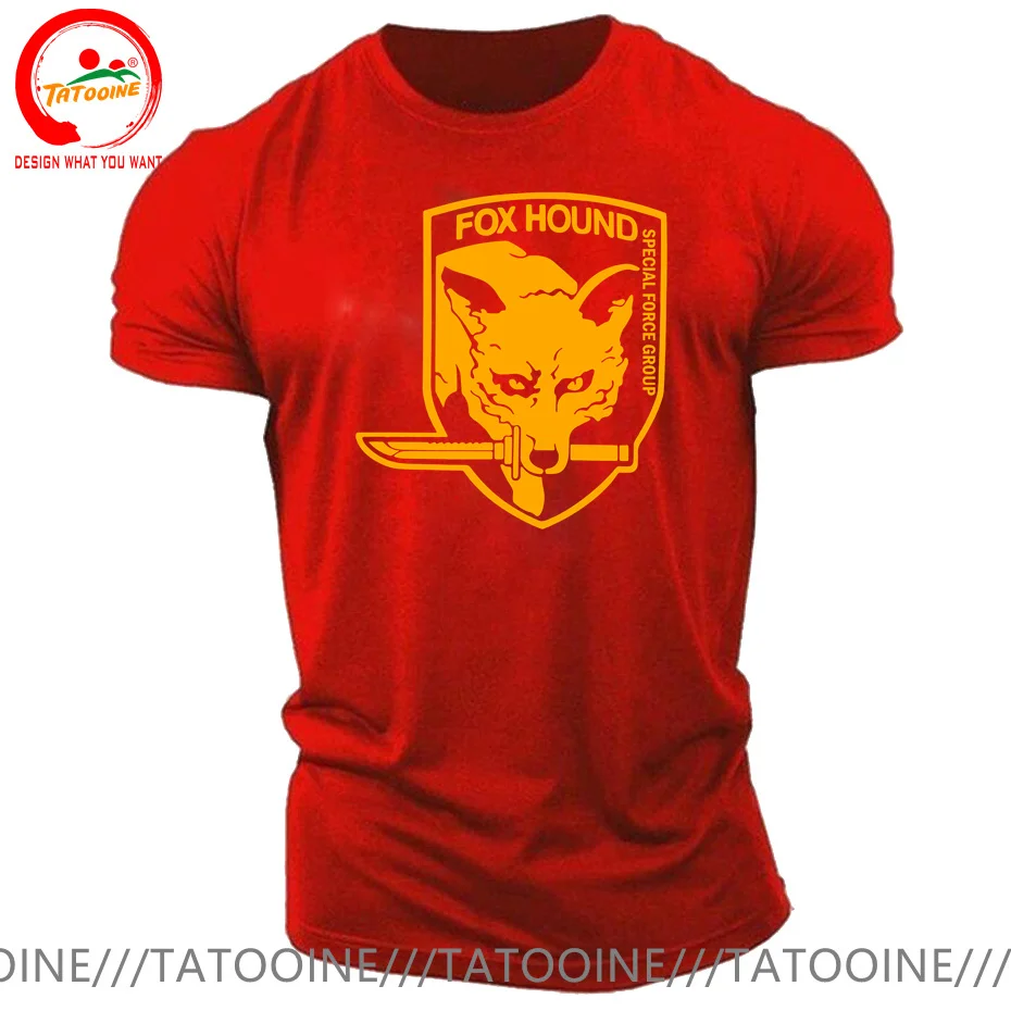 Metal Gear Solid Fox Hound Special Forces Group Mens Black White T Shirt Unisex Cool Casual T-Shirt Men Clothing Vintage Hombres