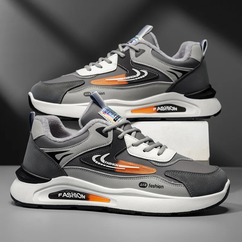 

Модная мужская хлопковая обувь на платформе, новые зимние удобные теплые кроссовки, уличная бархатная морозостойкая повседневная обувь для мужчин 2025