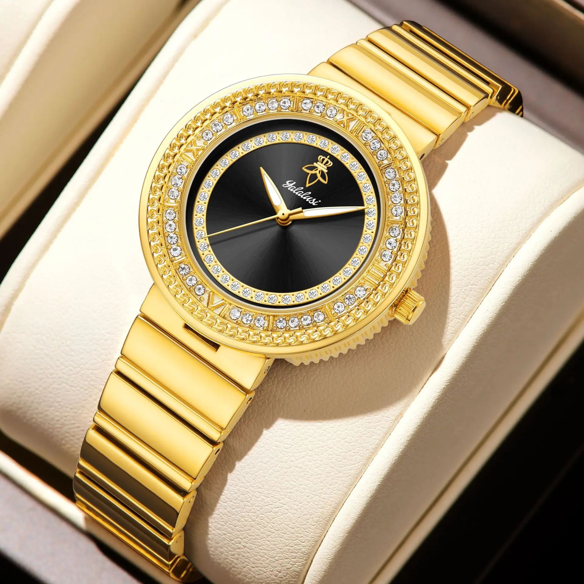Yalalusi gold inlaid diamond dial women's watch light luxury women's watch high-end quartz fashion hot selling cross-border