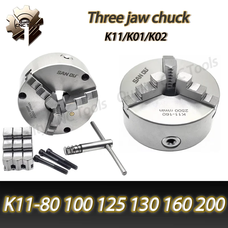 

Самоцентрирующийся 3-кулачковый ручной токарный патрон для сверлильных фрезерных станков с ЧПУ K11-80 K11-100 K11-125 K11-130 K11-160 K11-200