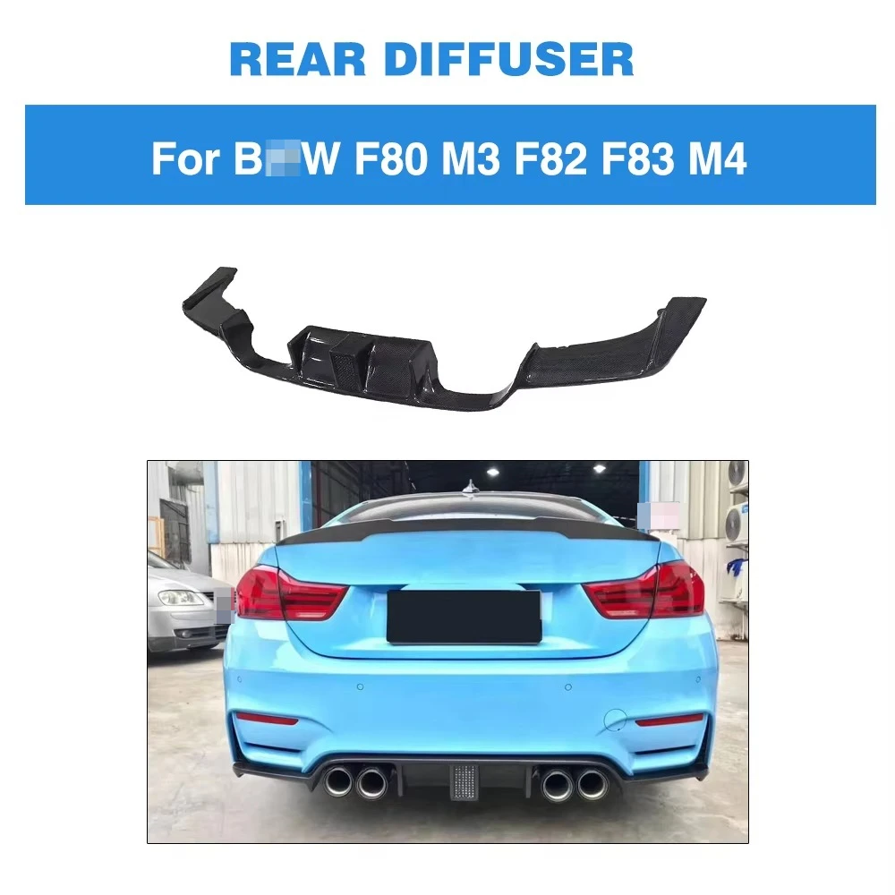 Product Customization High Fashion Real Carbon Rear Lip Bumper Diffuser forBMW F82 M4 F80 M3 Sedan 4-Door 2015-2019 Carbon Black
