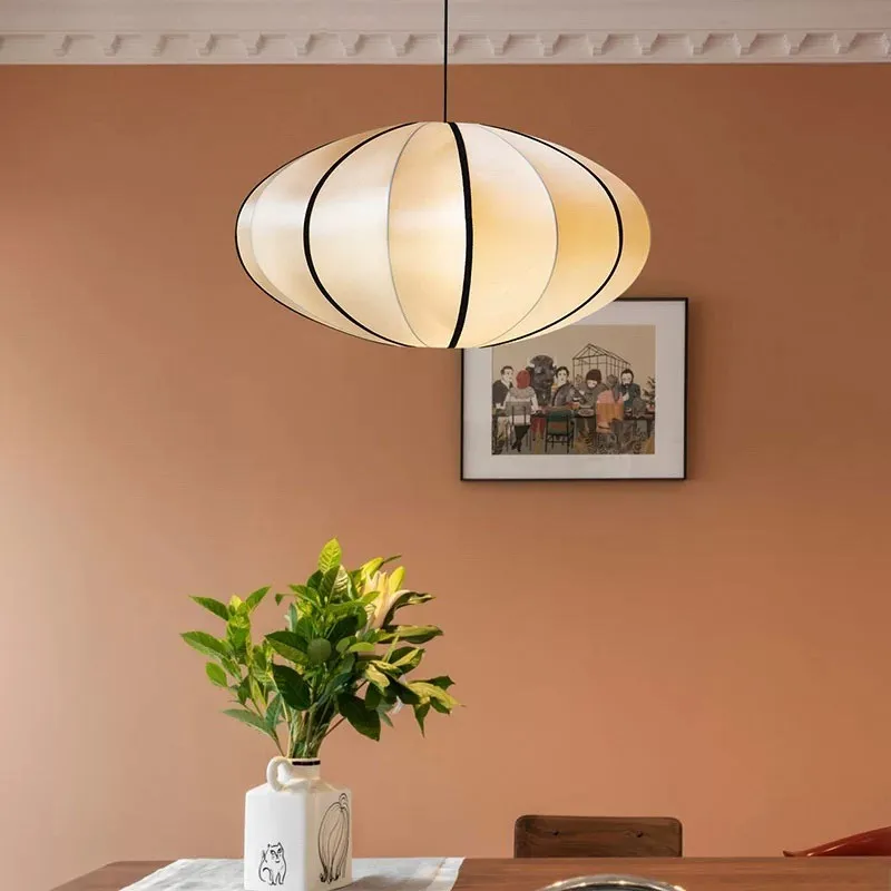 

Japanese Vintage Pendant Light Lantern Led Pendant Lamp for Living Room Dining Room Bed Room Fabric Pendant Lamp