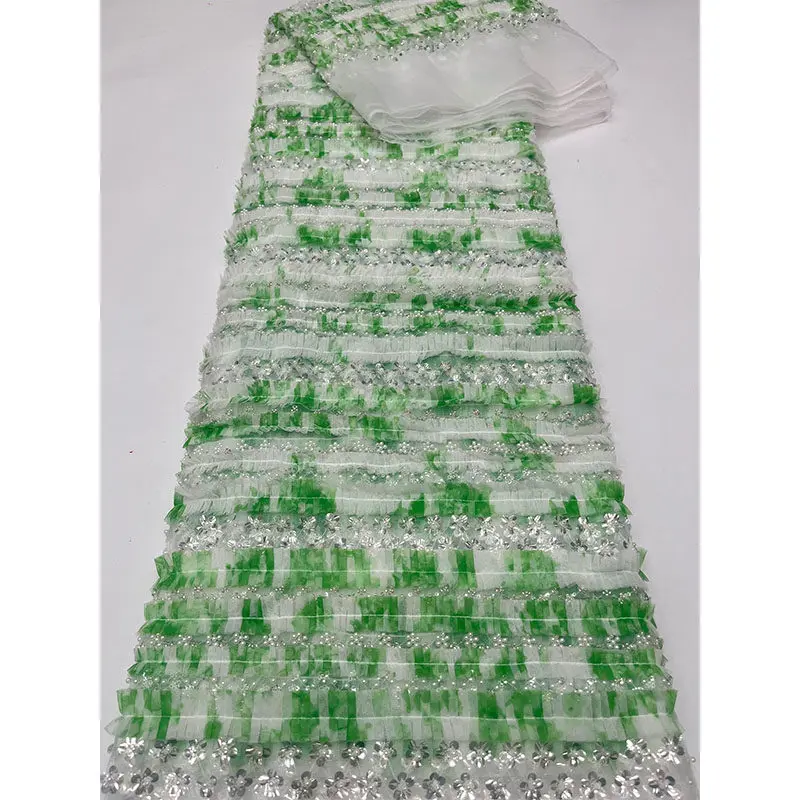 

High-quality French fashion mesh fabric, multi-color lace, patterned bubble bead and sequin embroidery fabric