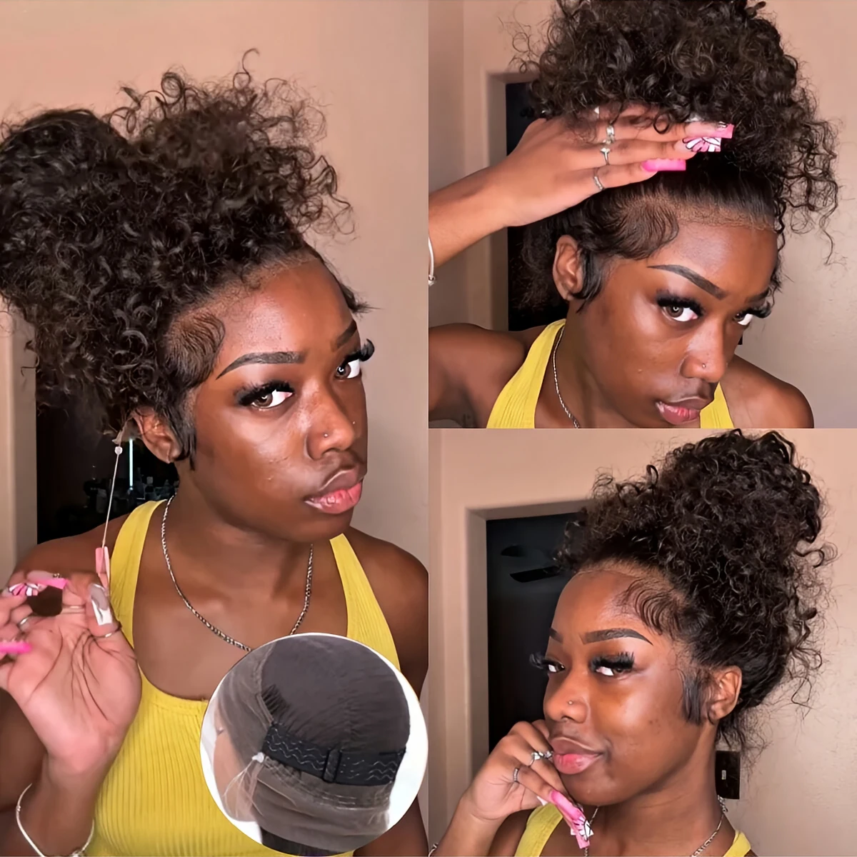 

Водяной вьющийся парик 360, полный бесклеевой парик спереди, Invisi Strap, плотность 250, 18-36 дюймов, глубокий парик без узлов, подходит для ЕС, повседневная одежда для переноски