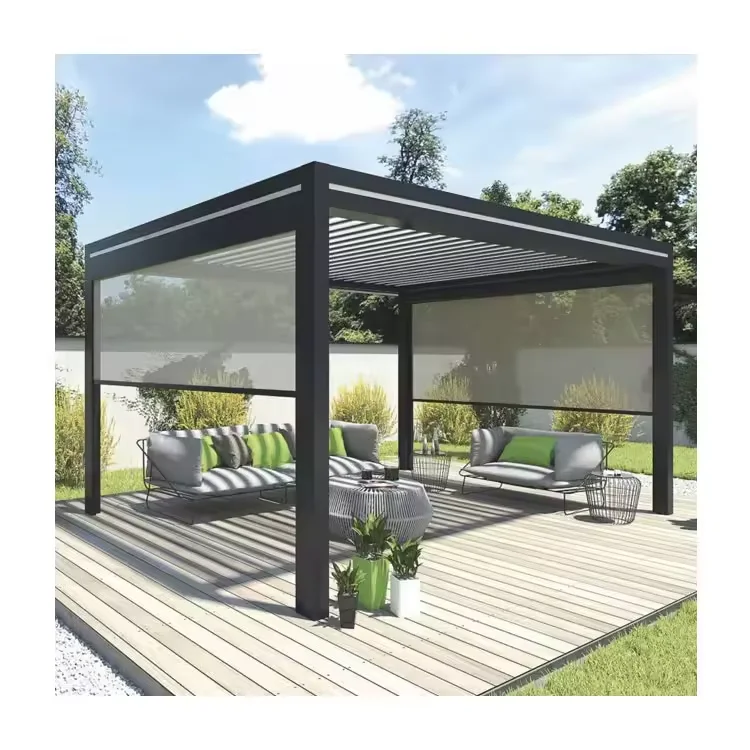 

Новый дизайн: Водонепроницаемая моторизованная биоклиматическая пергола для сада и балкона с выдвижной крышей из алюминия с порошковым покрытием и защитой от солнца