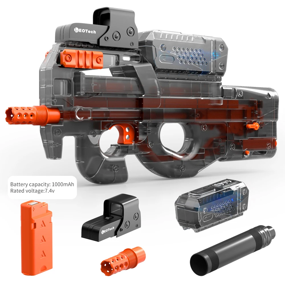 Elektrisch gelpistool in transparant zwart! Volautomatisch splatterbalspeelgoed, perfect voor schietspellen buitenshuis (geen kogels)