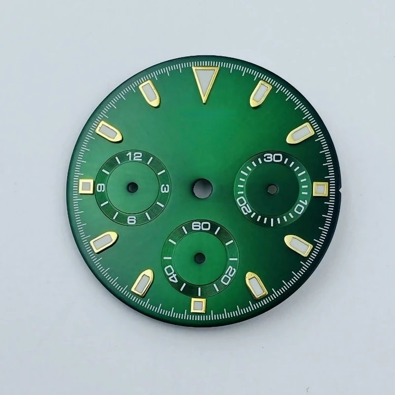 جديد لـ VK63 كوارتز قرص ميكانيكي 29.5 مللي متر ثلاثي العينيات الباندا الطلب الحرفي الأخضر مضيئة صالح لـ VK63 #5