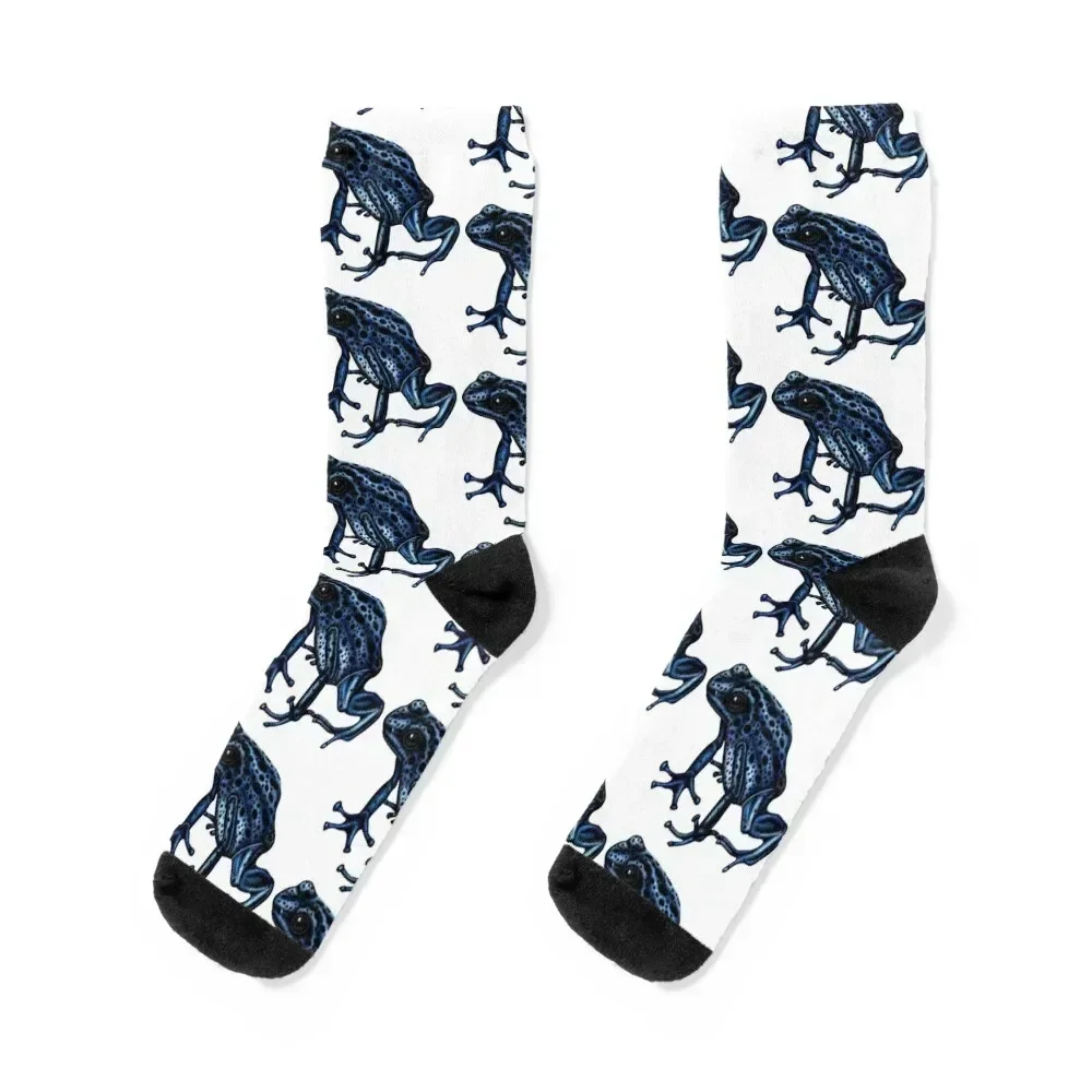 

Blue poison dart frog illustration Socks men cotton high quality new year halloween hip hop Male Socks Women's