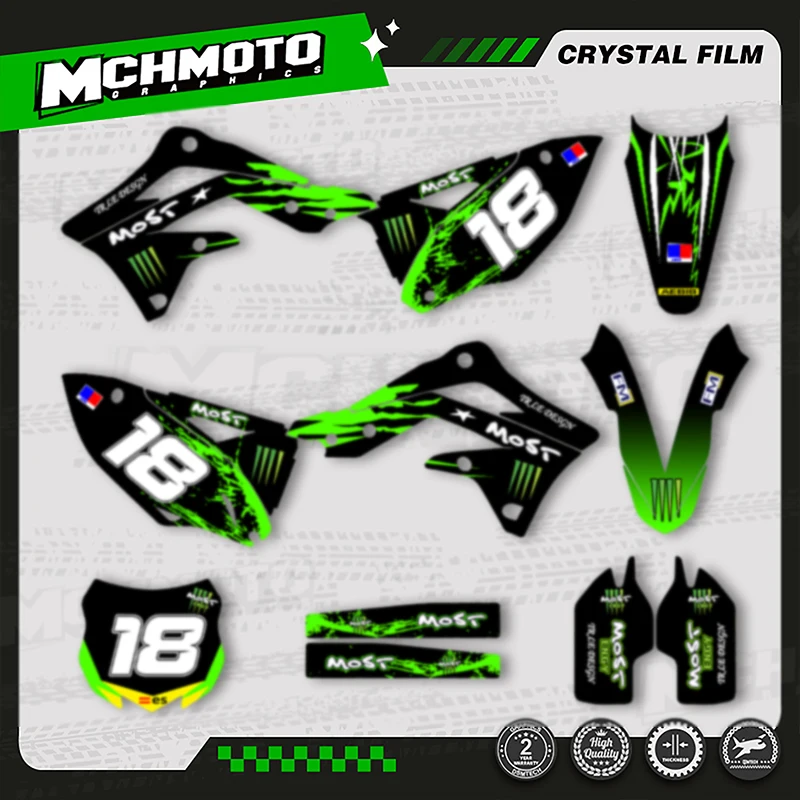 

MCHMFG MOTOR Custom Team Motorcycle Graphics Decals Stickers Kit For KAWASAKI KXF450 KXF 450 2012 2013 2014 2015 002