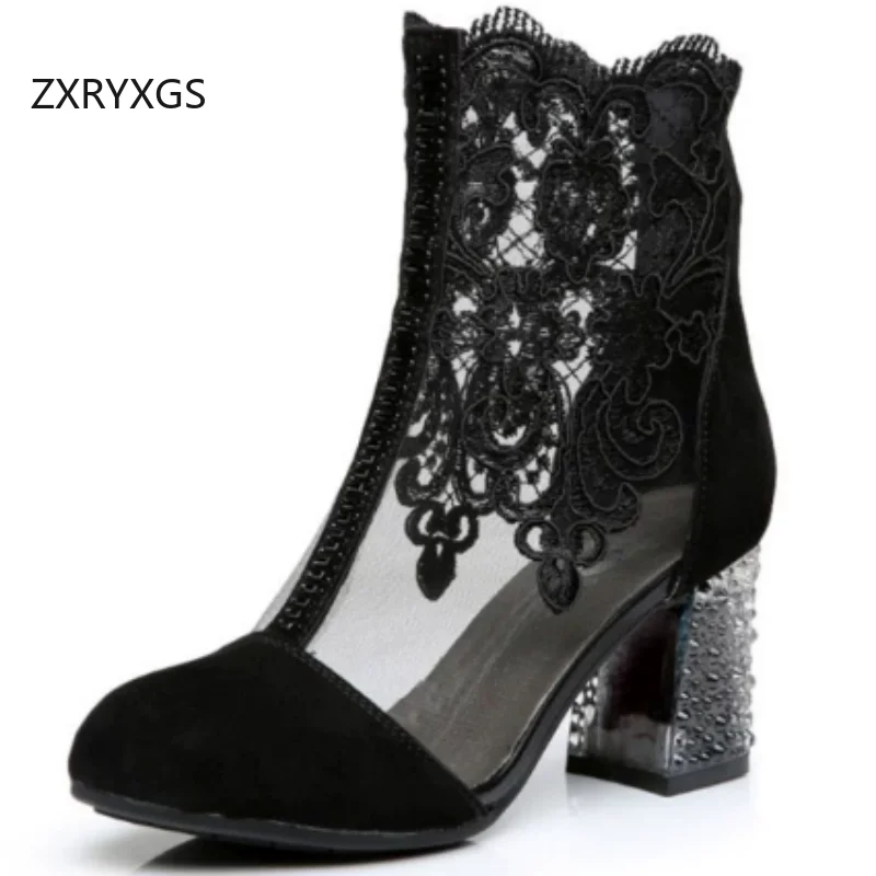zxryxgs-2026-top-cowhide-mesh-lace-embroidery-summer-boots-fashion-shoes-high-heel-sandals-plus-size-women-breathable-cool-boots