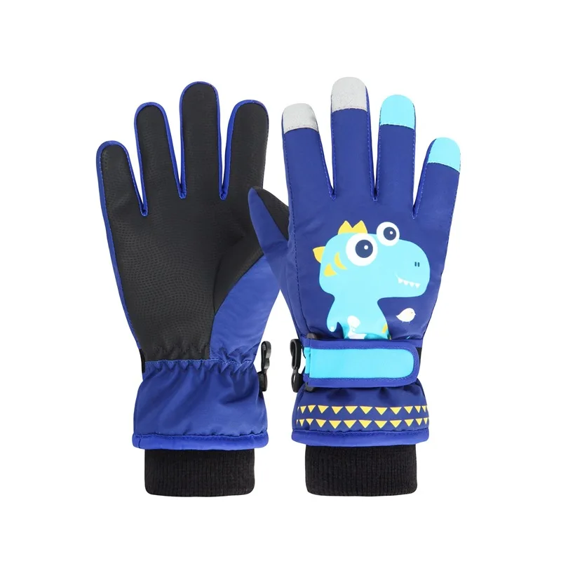 Children's Ski Gloves Cartoon Primary School Students Playing in The Snow Outdoor Dinosaur Thickened Warm Cycling Boy Gloves