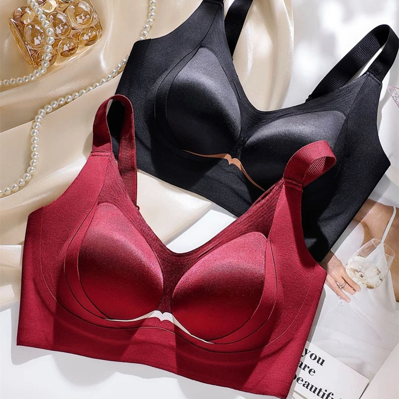 Silky Adjustable Women's Bra Light-Sensitive Lifting Gathering Design No Steel Ring for Yoga Exercise Anti-Sagging Underwear