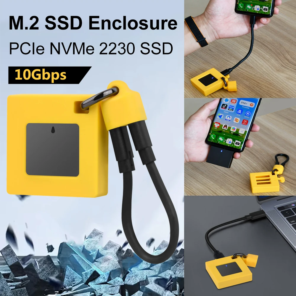 Portable 2230 M.2 NVMe SSD Enclosure NVMe PCI-E to USB 3.2 Gen 2 M.2 SSD Case 10Gbps External SSD Box for Laptop PS5 Game Camera