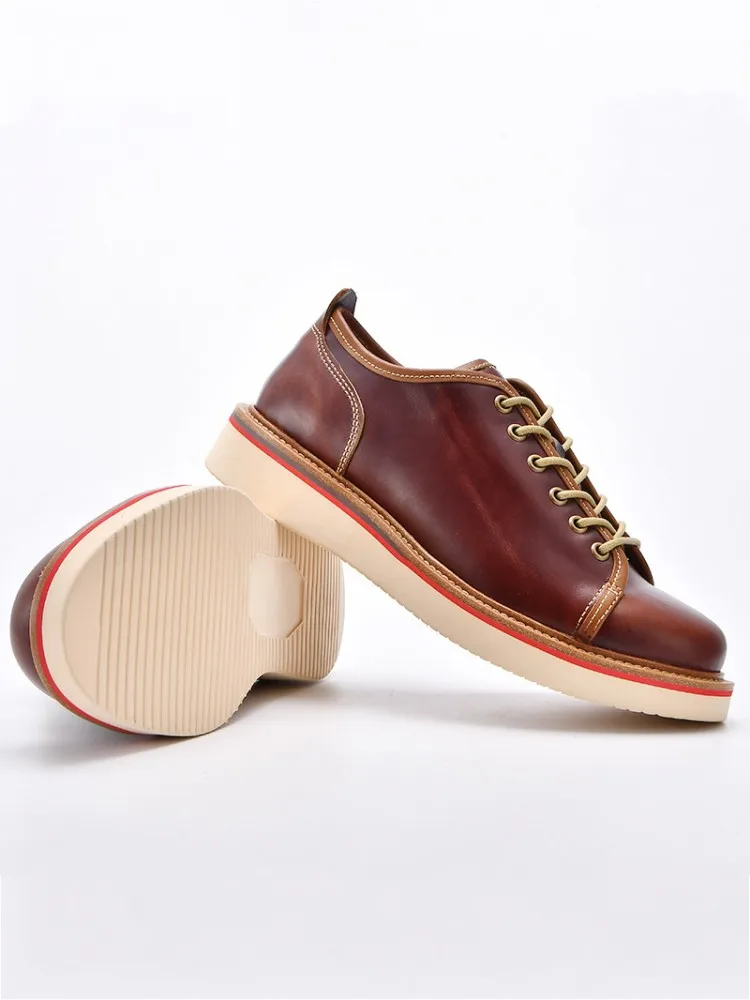 Vintage Mannen Ronde Neus Werkschoenen Lente Engeland Stijl Lace Up Hoge Kwaliteit Lederen Formele Schoenen Hoge Straat Skateboarden Schoenen