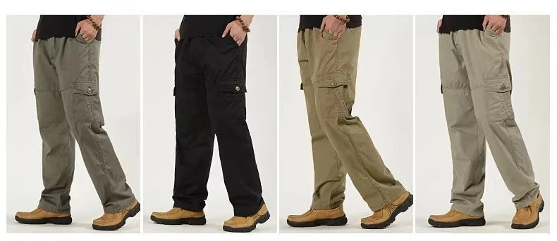 2026 Neue Herren Cargo-Hose aus Reiner Baumwolle Herbst Baggy Gerades Bein Multi-Taschen Arbeitshose Lässige Lange Hose Übergröße M-6XL – Detail 8