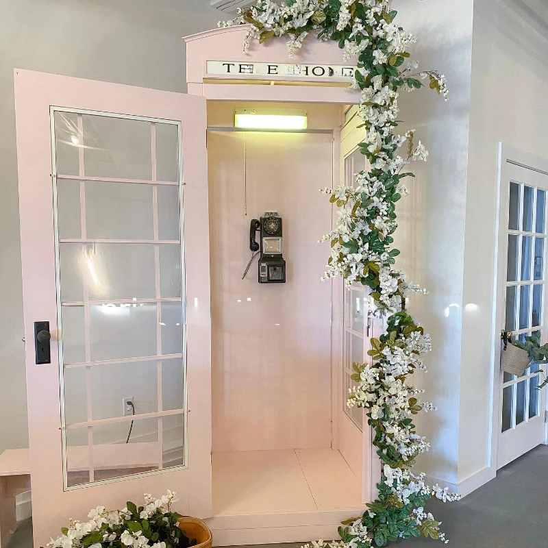 White Phone Booth For Wedding Decor  Handmade Iron Crafts Hotel Shopping Mall Decor White Telephone Booth