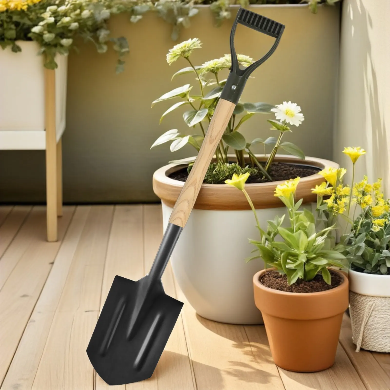 2Pcs Garden Shovel Handle Replacement Wooden Spade Handle with D-Shaped Non-Slip Ergonomic Grip 23 Inch for Digging Planting