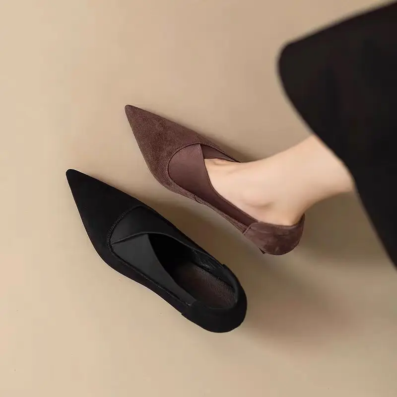 Spring/ Autumn New Comfortable Stiletto Women\'s Shoes Suede Party Women\'s Shoes Fashion Pointed Toe High Heels Zapatos De Mujer