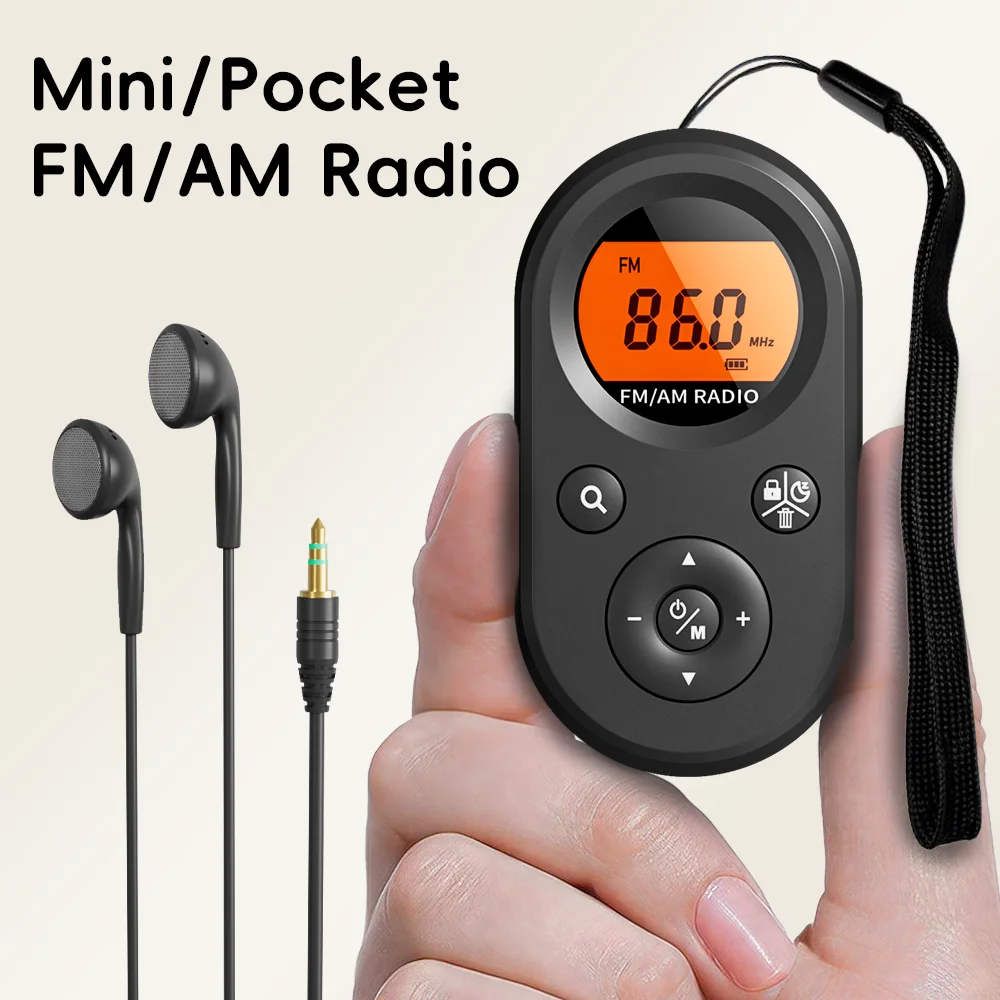 Kompaktes AM/FM-Taschenradio – wiederaufladbar über USB, lange Akkulaufzeit – Stereo-Kopfhörer, hintergrundbeleuchtetes Display – Wandern, Gehen und Joggen