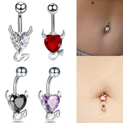 1pc anelli per ombelico a forma di diavolo nero rosso CZ Piercing all'ombelico Piercing all'ombelico in acciaio inossidabile gioielli per il corpo donna