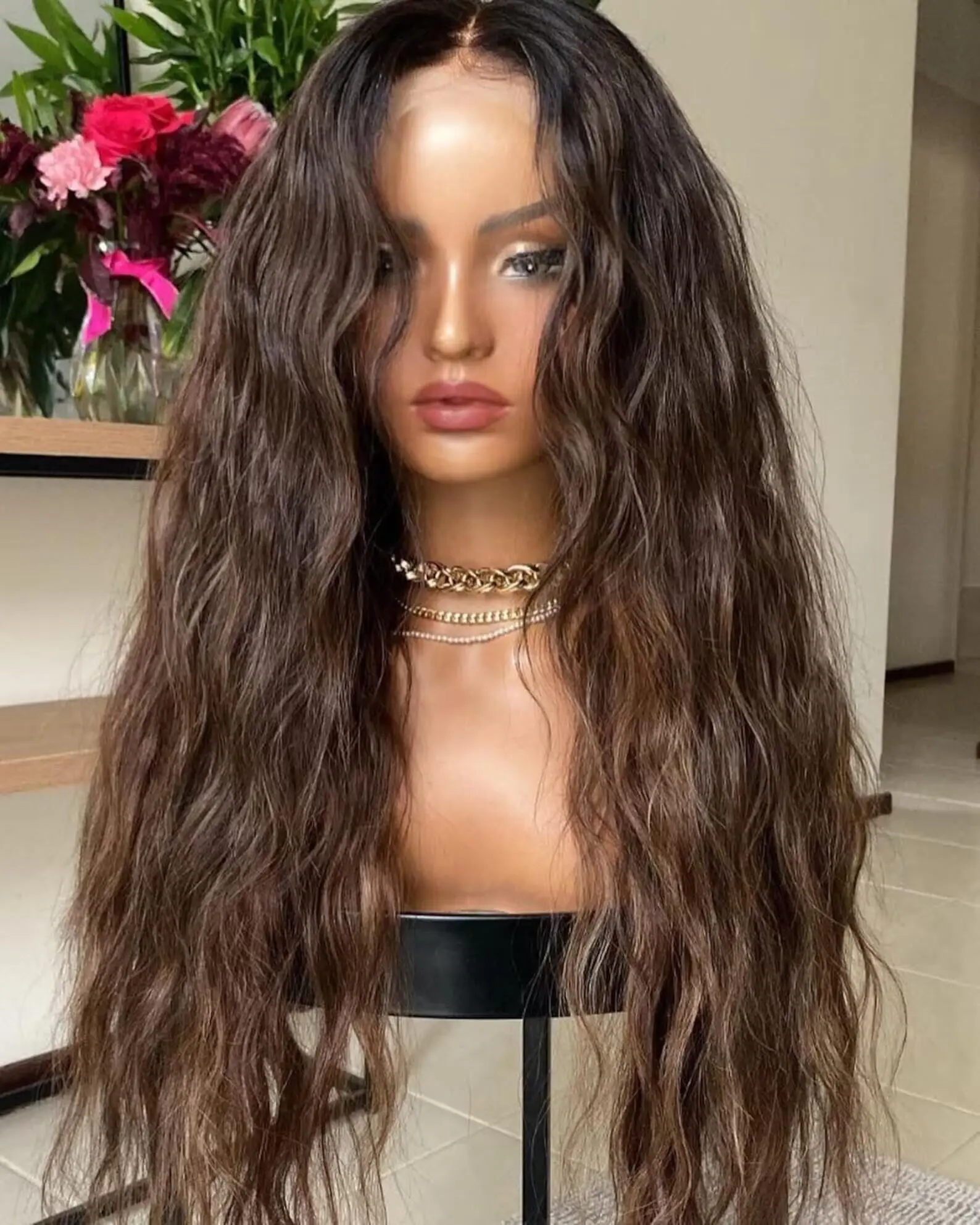 Brown 28inch Body Wave Glueless  5x5 Silk BaseJewish Human Hair Wig Baby Hair HD Lace European Hair Preplucked Daily