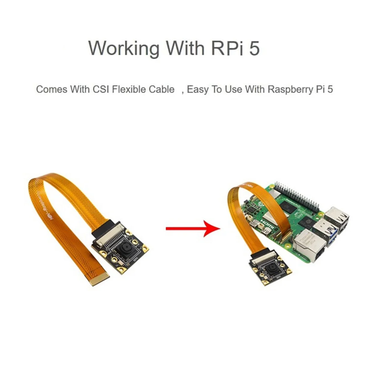 8MP IMX219 1080P modul kamera untuk Raspberry Pi 5, 77 ° FOV antarmuka MIPI-CSI, dilengkapi dengan untuk kabel fleksibel Pi5 CSI