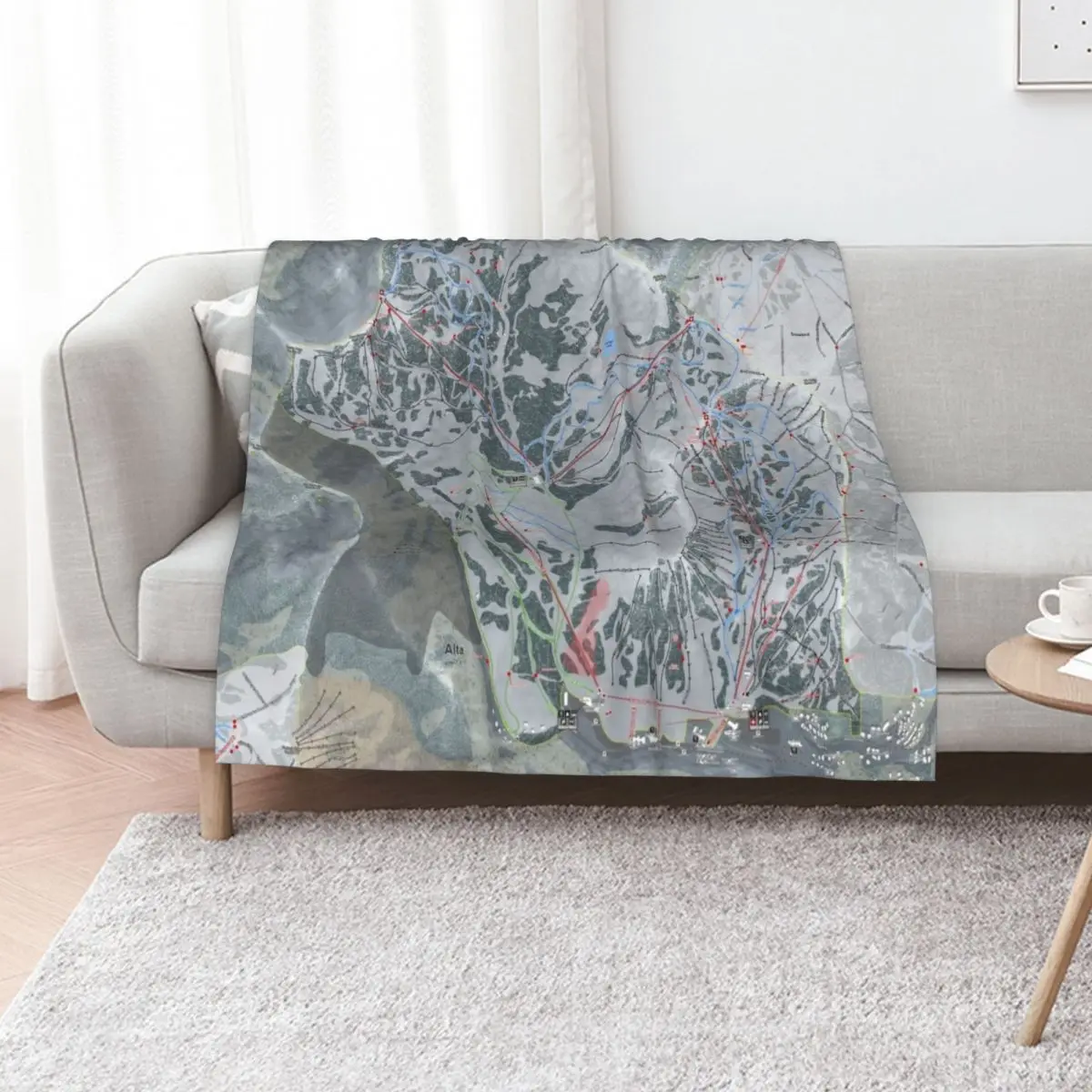 Alta Ski Resort Trail Map Throw Blanket blankets and throws Winter beds Single Luxury Throw bed plaid Bed covers Blankets