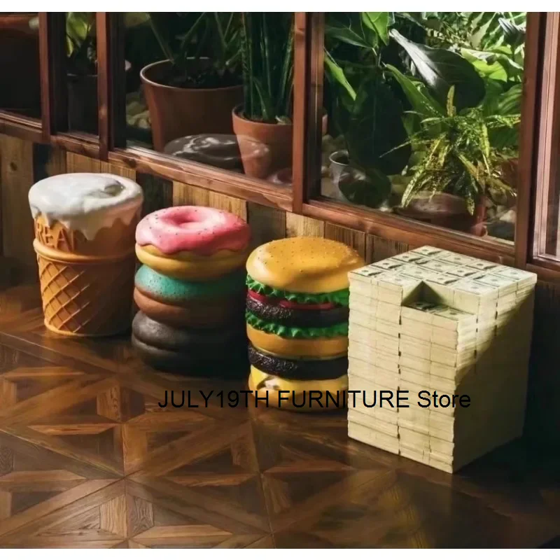 Ice cream, corn stool, trendy home burger chair, Macaron decoration, resin low stool decoration gift living room stool