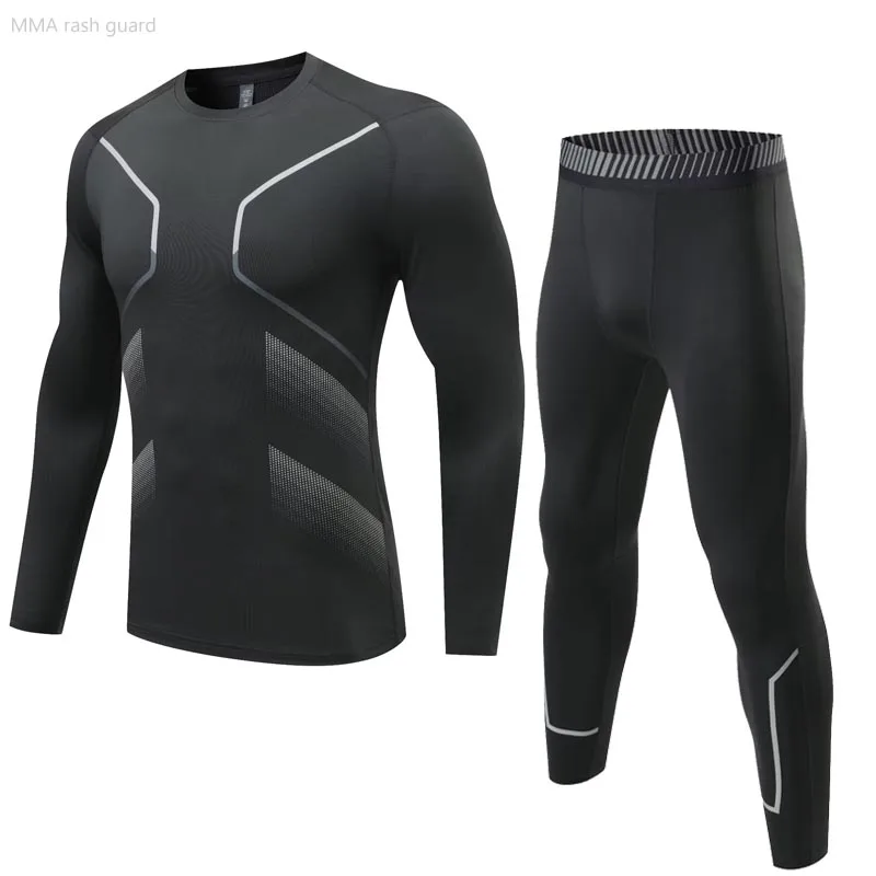 

Winter Running Suit Men's Long Sleeve Shirt Bottom Kids Fall Jogging Suit Second Skin Sports Base Layer ultralight Gym Workout