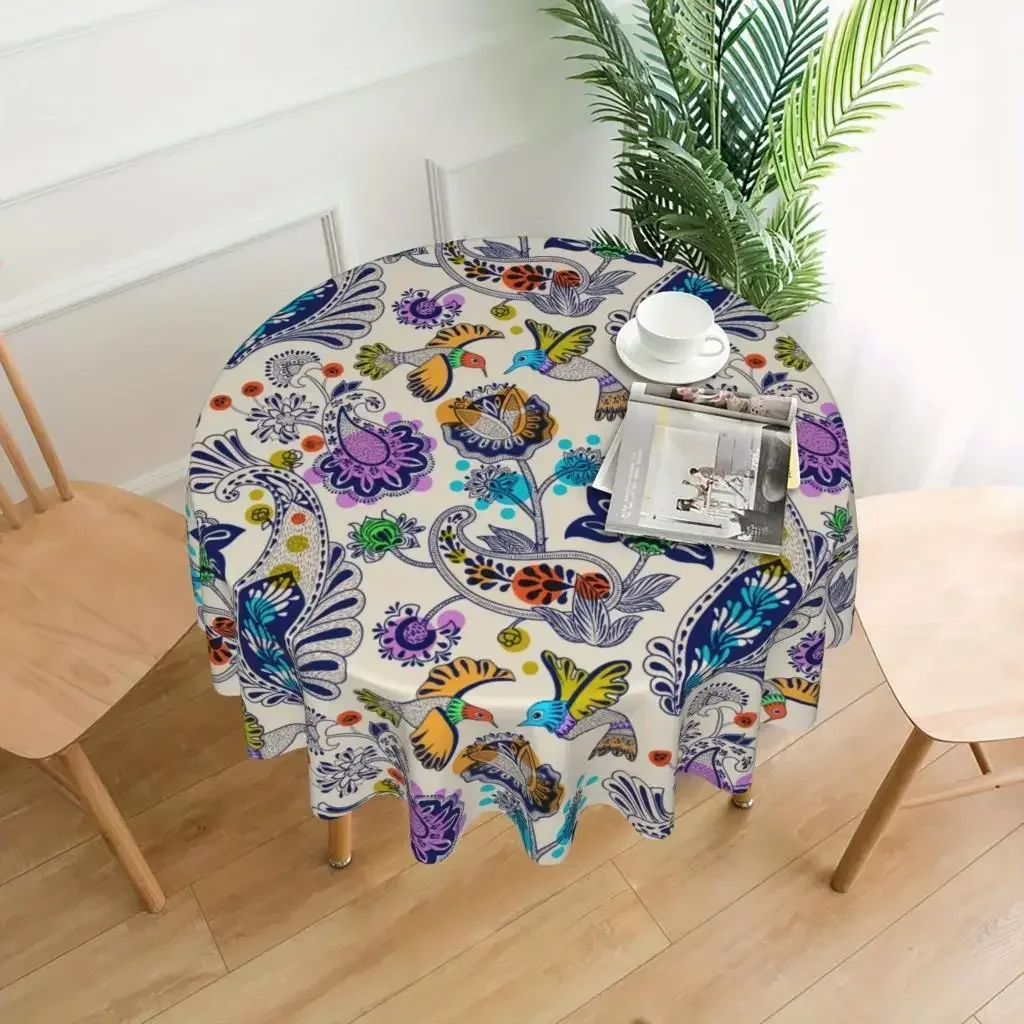 

1PC Vintage Floral Bohemia Design Patio Fabric Table Cover, Outdoor And Indoor Spill Proof Waterproof Wrinkle Free Tablecloth