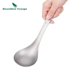 Boundless Voyage TA1 Titanium Soup Spoon with Big Bowl Ladle Outdoor Camping Kitchen Tableware for Soup Sauce Rice Cooking Kit