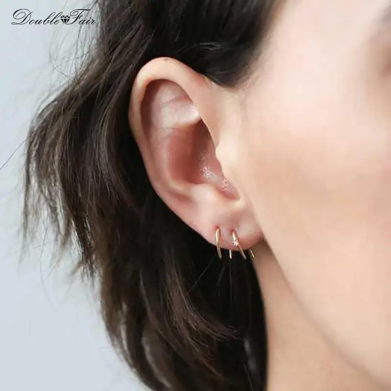 Designer Rivet  Y2k Ear Cartilage Piercing Women's Earrings Gold Plated Daith Helix Lobe Hoop Earing Chic INS Jewelry KBE469