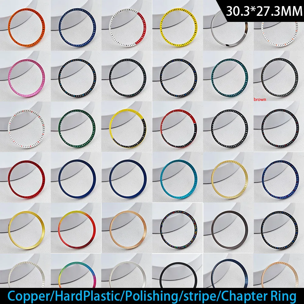 Mod 30.3*27.3mm Copper/Plastic/Polished Watch Chapter Ring Installation Fits SRPD For NH35NH36 Movement Watch Cases Repair Parts