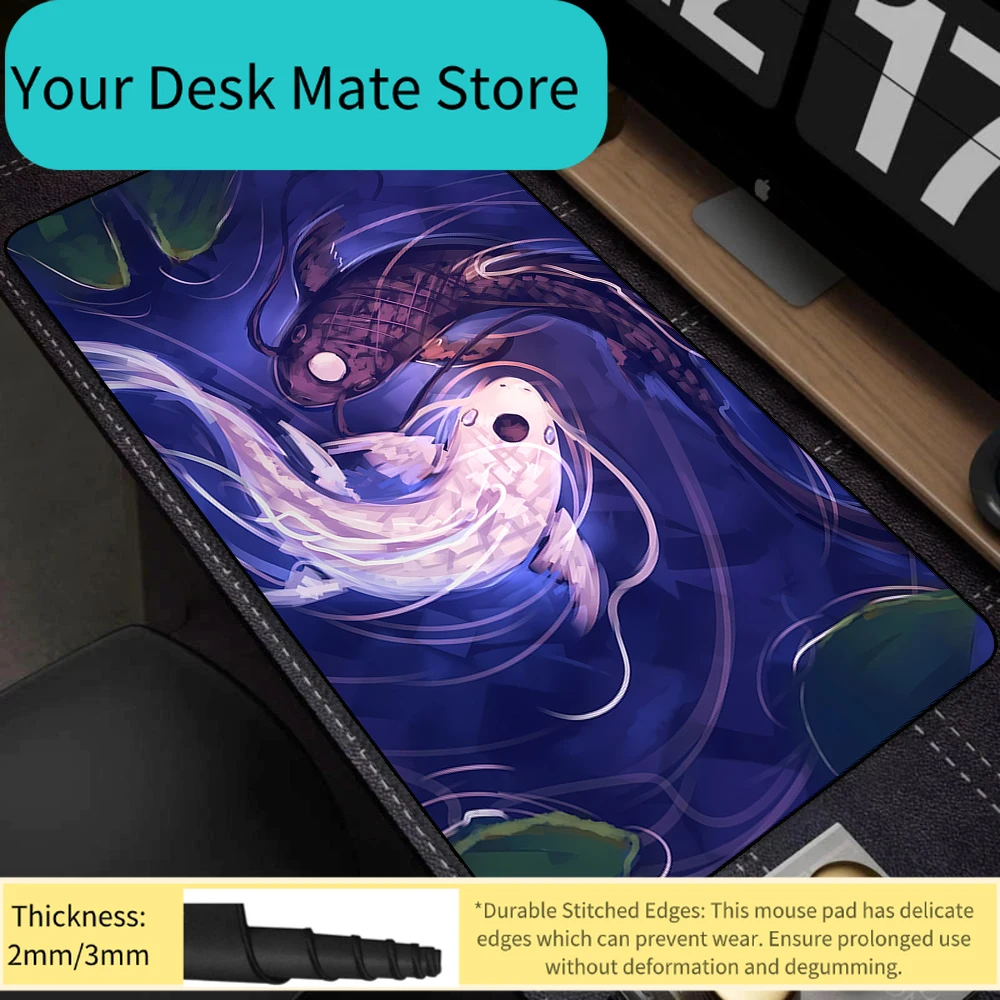 Yin-Yang Koi-Fisch-Mauspad, Schreibtisch-Mauspad, niedliches HD-Schreibtisch-Mauspad, erweiterte Gaming-Tastaturmatten, groß, 100 x 50 cm, XXL-Gamer-Mauspads
