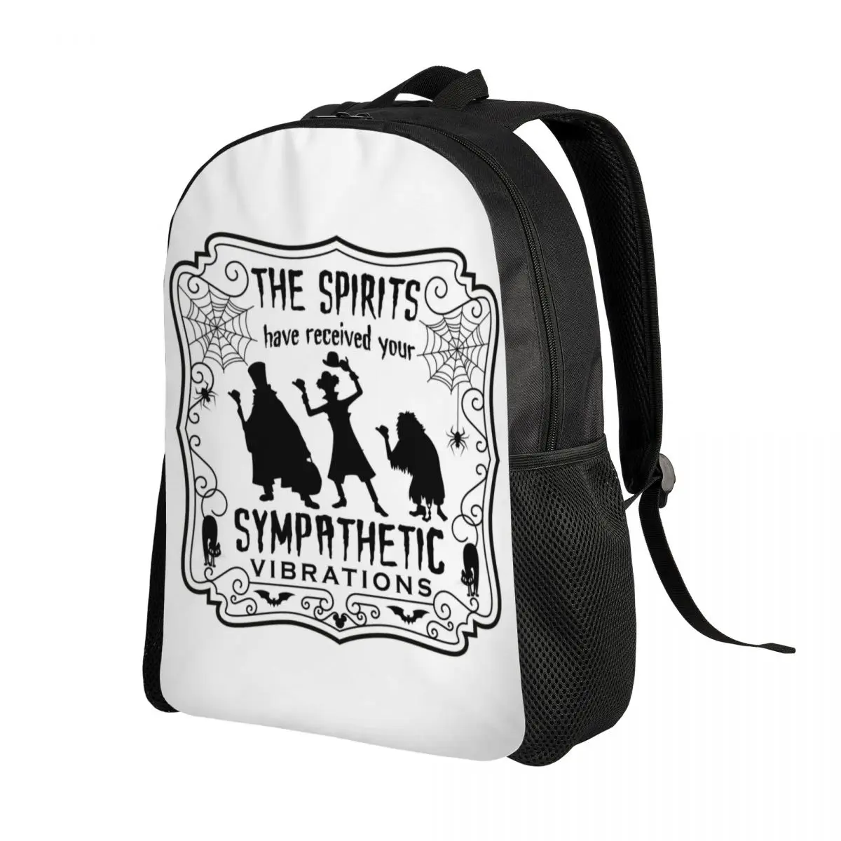 Customized Haunted Mansion Backpacks Men Women Water Resistant School College Halloween Grim Grinning Ghost Bag Print Bookbag