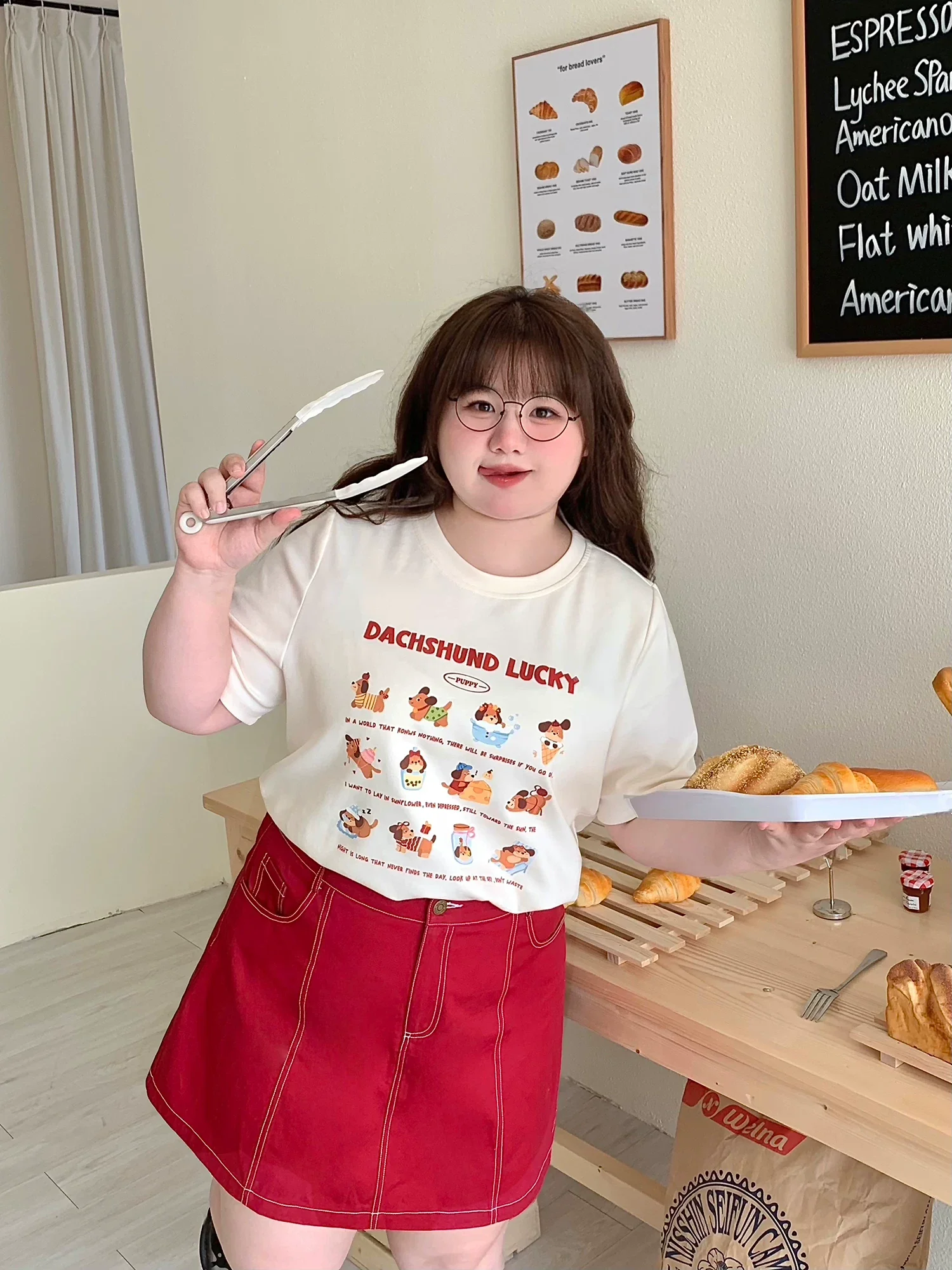 

Plus size trendy women's short-sleeved T-shirt pure cotton high-quality printed casual shirt versatile Korean version round nec