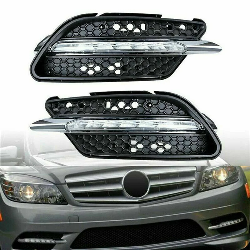 # 229D Автомобильные светодиодные противотуманные фары DRL дневных ходовых огней для Mercedes Benz W204 C Class C300 2008-2011, левый (черный)