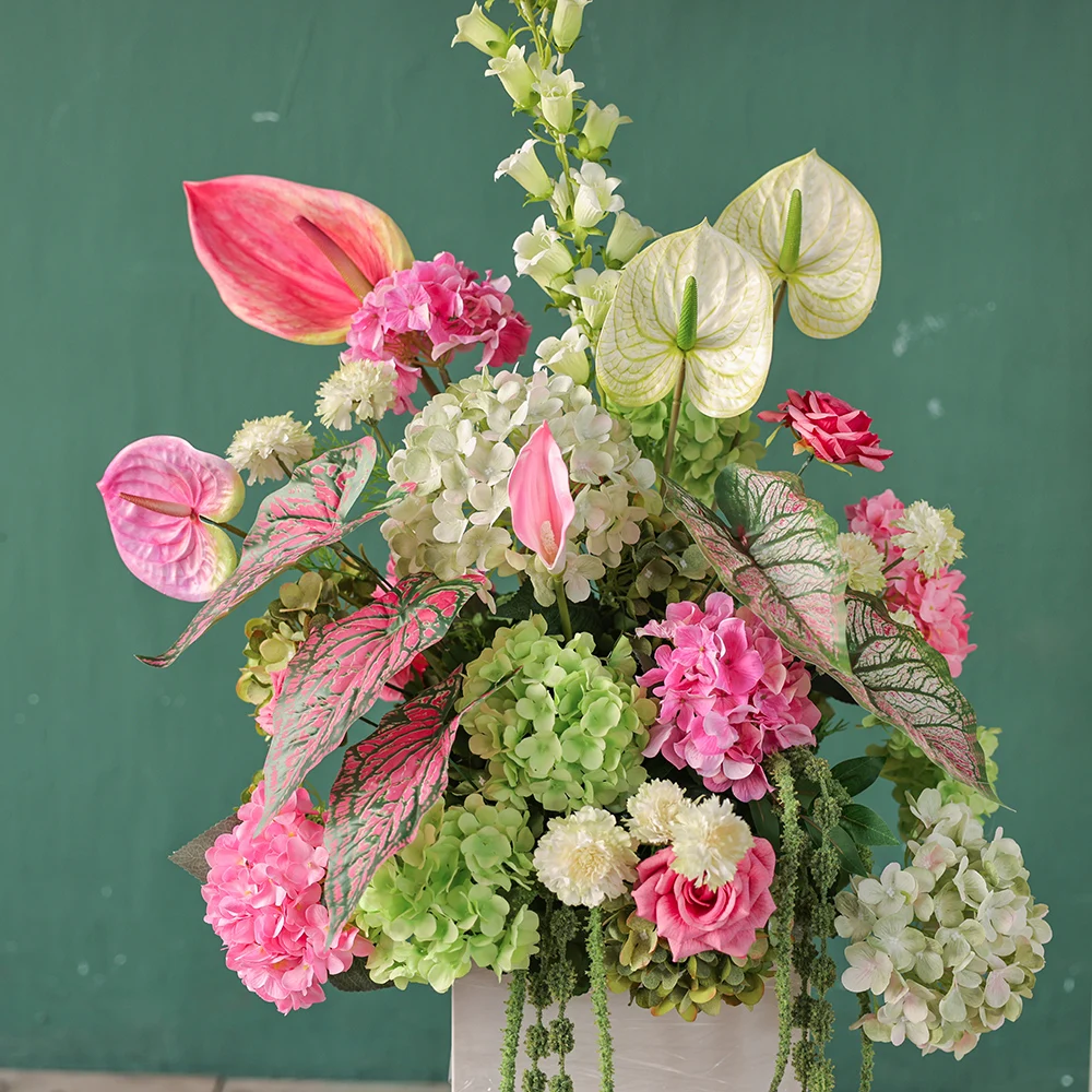 Wedding DIY Decor Artificial Flower Arrangement-Anthurium, Hydrangea, Rose Centerpiece Floor Floral for Event Decor Props FL3044 - view 5