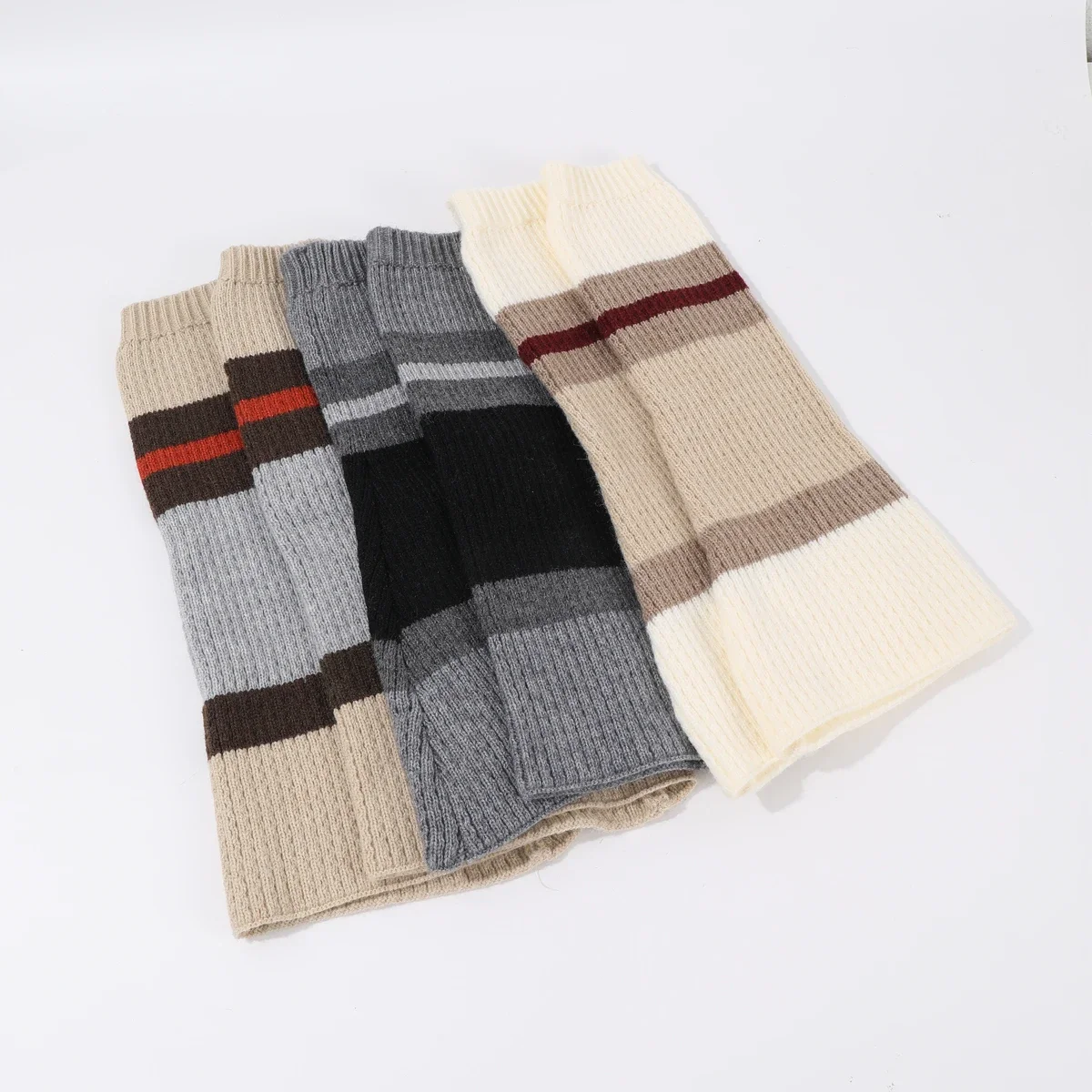 Wool Fabric Women Knitted Leg Warmers Maillard Color Matching Fashionable Retro Style Warm Daily Outing Gift First Choice