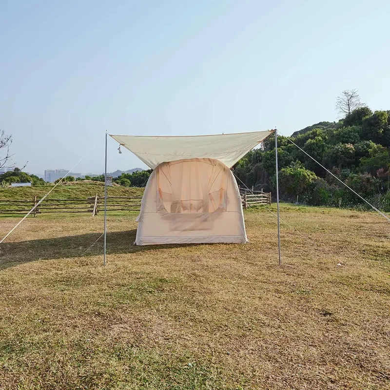 4 Person Family Camping Waterproof Fabric Inflatable Air Tight Rear Tailgate Tents Car Rear Tent With Large Awning and Floor