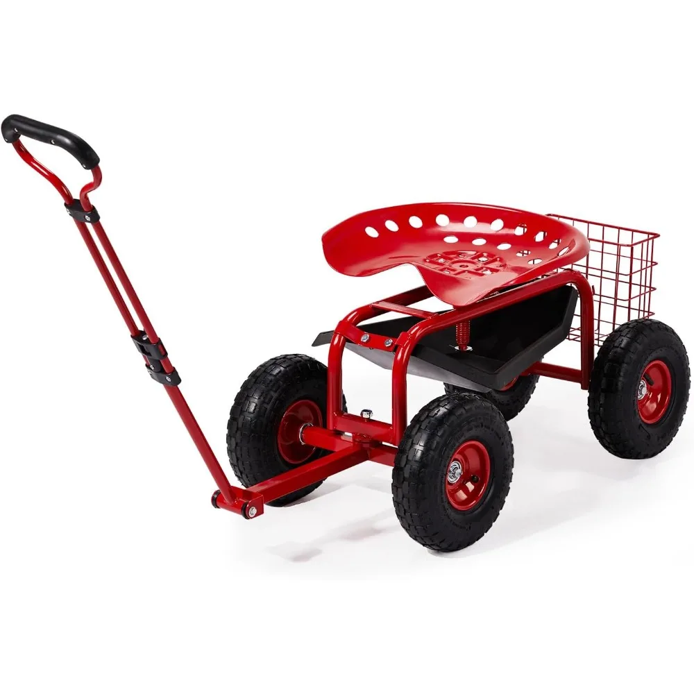 

Садовое сиденье на колесиках, прочная стальная тележка для работы в дворе и посадки, лучшие садовые инструменты с поворотом на 360 градусов,