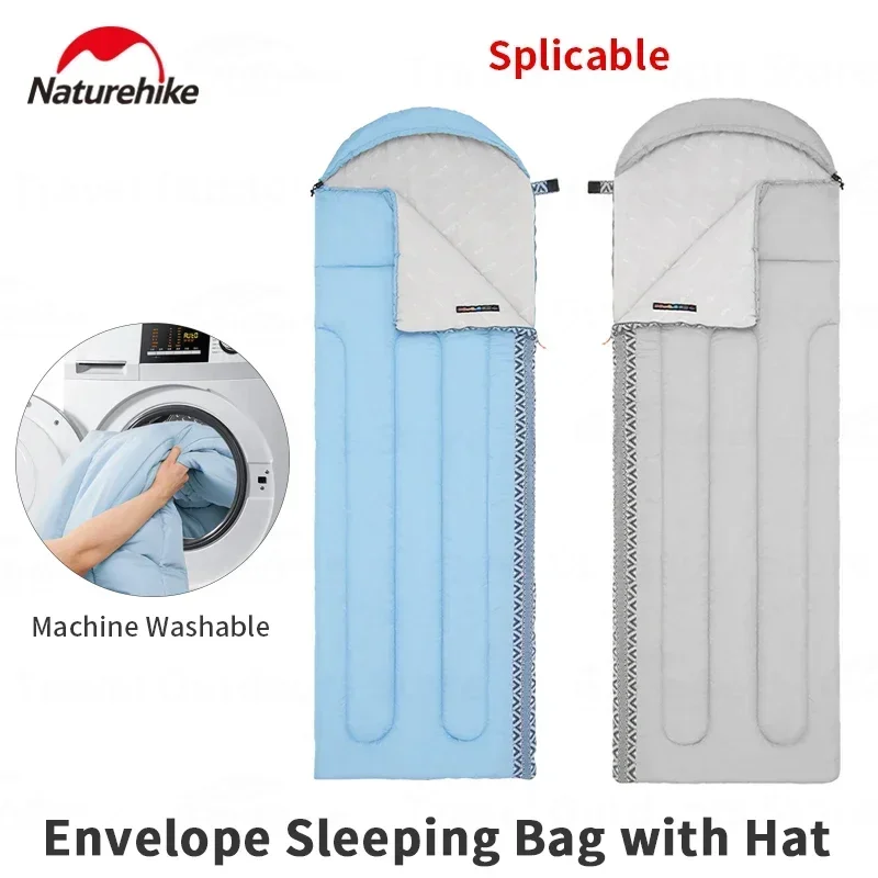 

Naturehike Outdoor Rectangular Sleeping Bag 1.5kg Ultralight Envelope Sleeping Bag Spliceable 1-2 Person Cotton Machine Washable