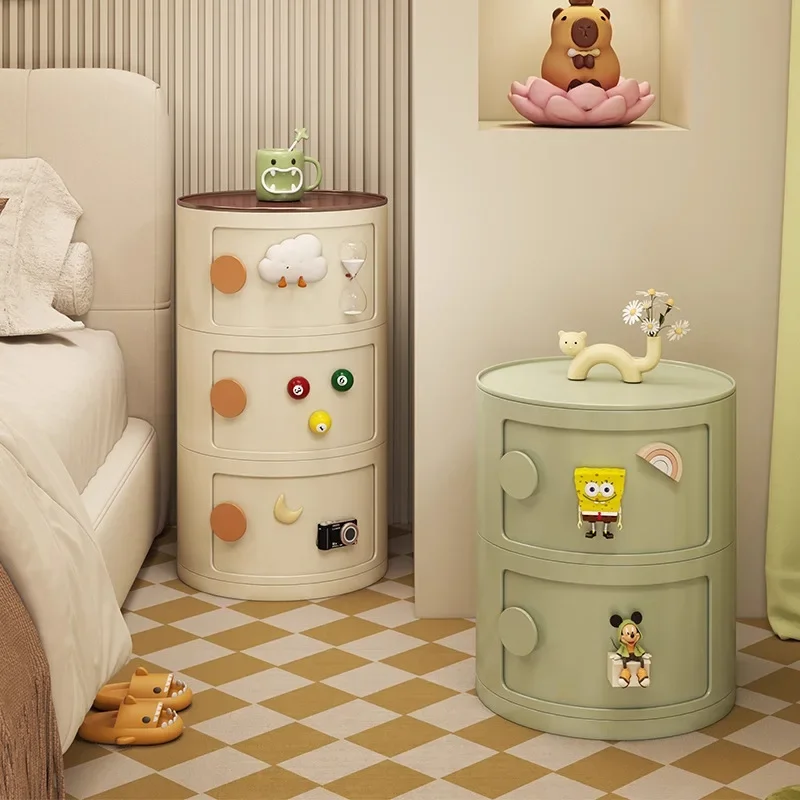 Home Bedroom Round Locker Modern Small Bedside Storage Cabinet