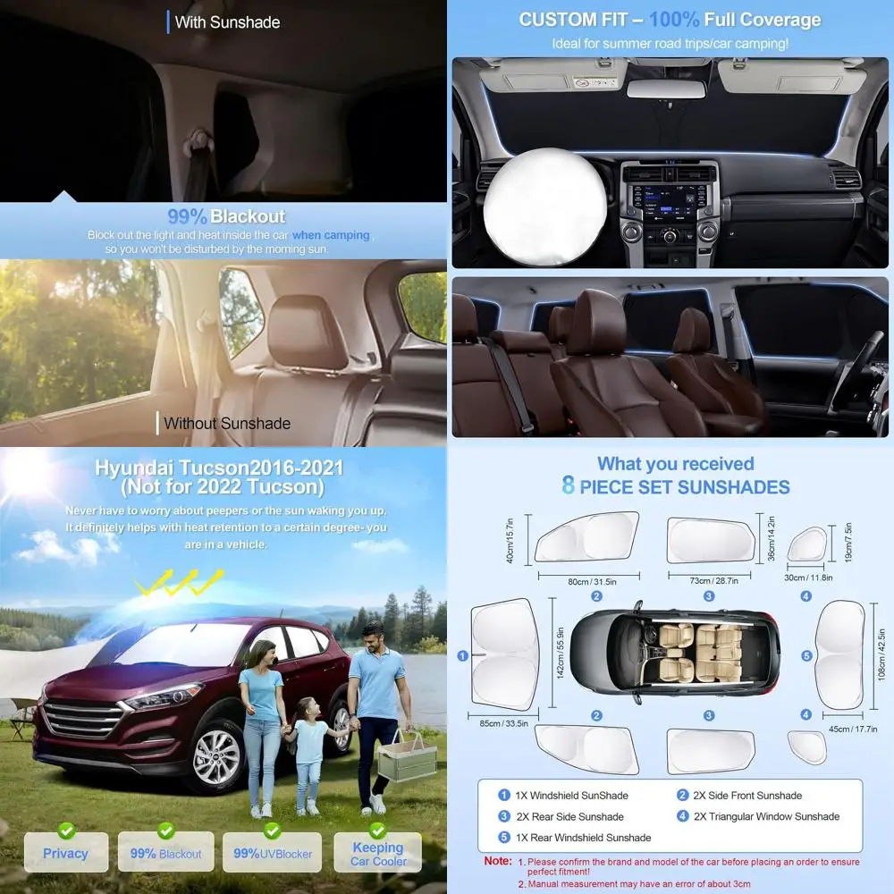 

Car Window Shades, Universal Fit for 2016-2021 Models, UV Blocking, Privacy & Camping Outdoor Sunshades