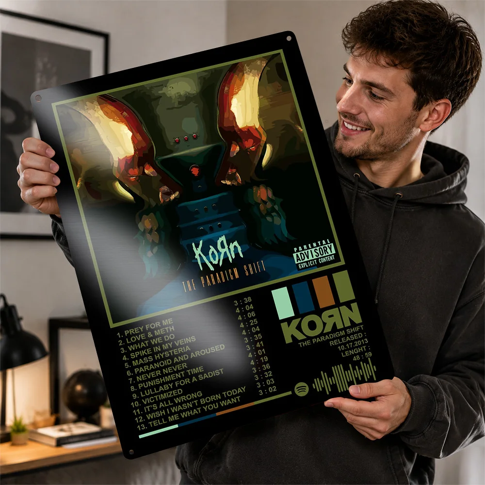 Korn The Paradigm Shift Album Textured Metal Poster Graphic Wall Art For Listening Room Customized Aluminum Sign Birthday Gift