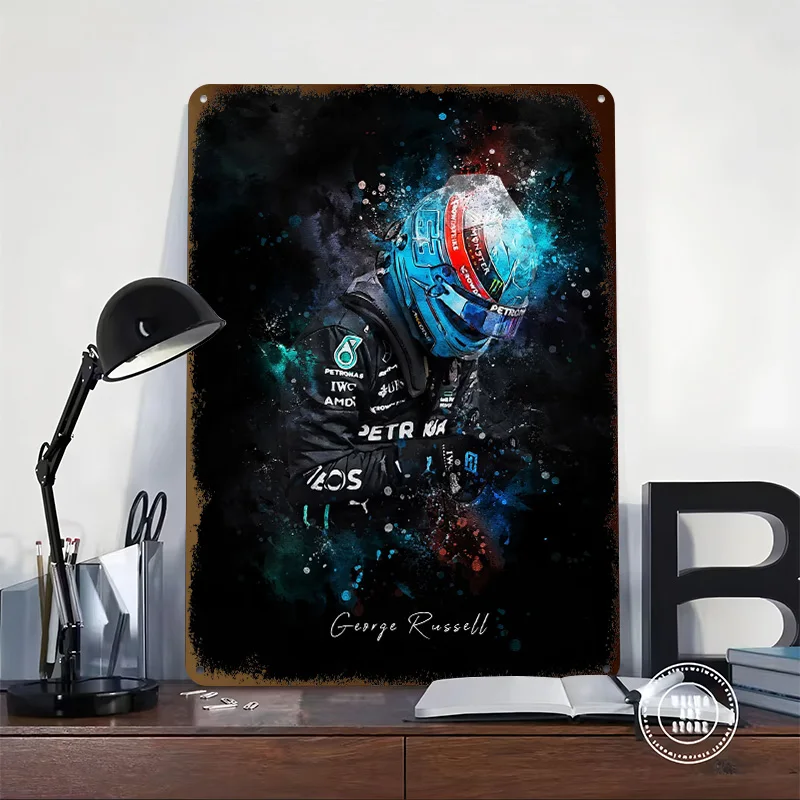 George Russell Poster Customized Vintage Metal Signs Wall Art Retro Tin Plaque for Modern Home Decoration Ornaments Desk Decor
