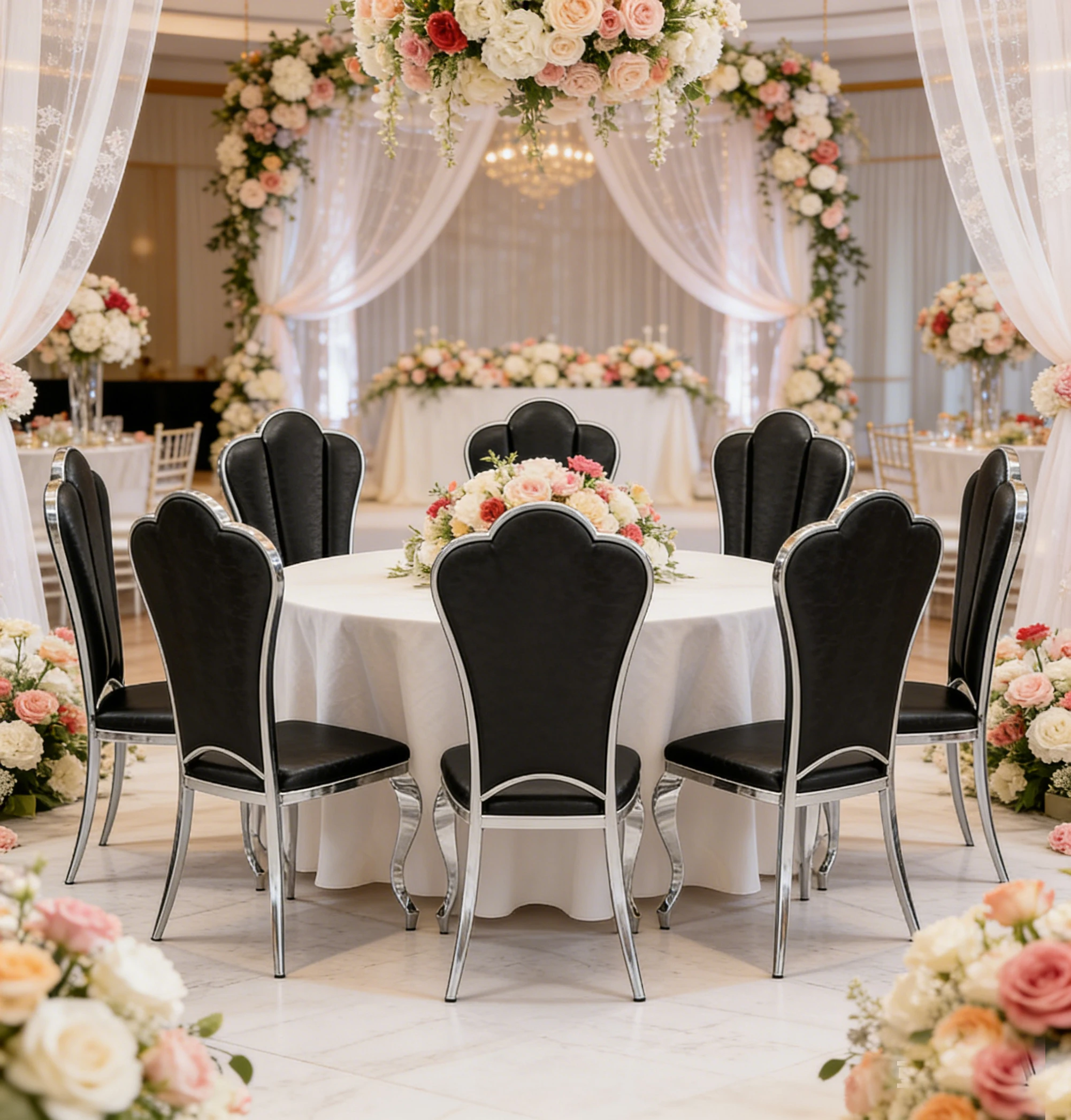 10pcs f30 Comfortable Seating Dining Stackable Chair Stainless Steel High Back Elegant Dining Chair for Wedding Hotel ivy914